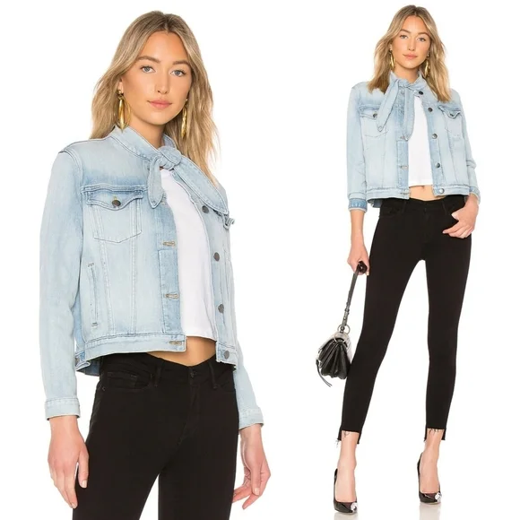 FRAME // le tie neck button front slim fit soft stretch denim jacket littleton - Picture 7 of 16